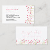 Visitekaartje,  roze bloemstelen visitekaartje (Voorkant / Achterkant)