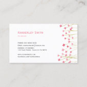 Visitekaartje,  roze bloemstelen visitekaartje (Voorkant)