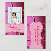 Visitekaartje Roze bubels zwart haar reinigen (Voorkant / Achterkant)