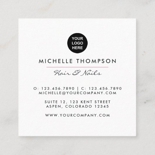 Visitekaartje Roze en goudpenselen (Achterkant)