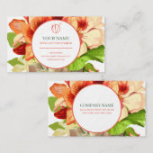 Visitekaartje roze en groene bloemen (Voorkant / Achterkant)