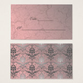 Visitekaartje Roze grunge Damask Place Cards (Voorkant /achterkant)