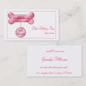 Visitekaartje:: Roze hondenbot/Label Visitekaartje (Voorkant / Achterkant)