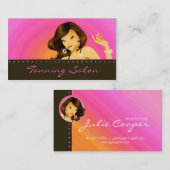 Visitekaartje Roze Oranje vrouw donker (Voorkant / Achterkant)