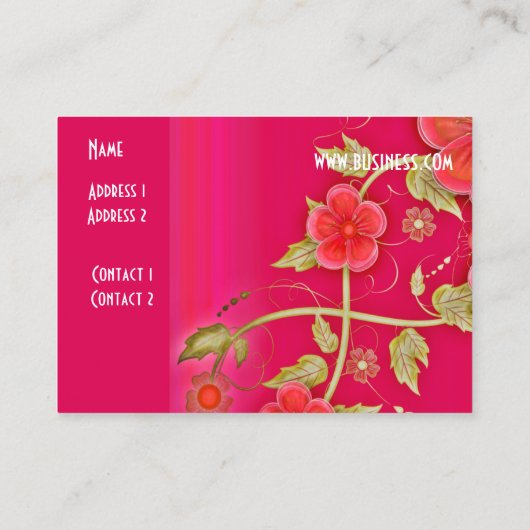 Visitekaartje Roze Rode Bloemen (Achterkant)