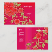 Visitekaartje Roze Rode Bloemen (Voorkant / Achterkant)