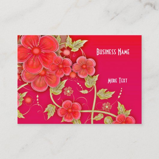 Visitekaartje Roze Rode Bloemen (Voorkant)