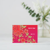 Visitekaartje Roze Rood Bloemmotief (Staand voorkant)