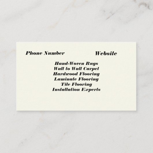visitekaartje "Rug and Flooring" (Achterkant)
