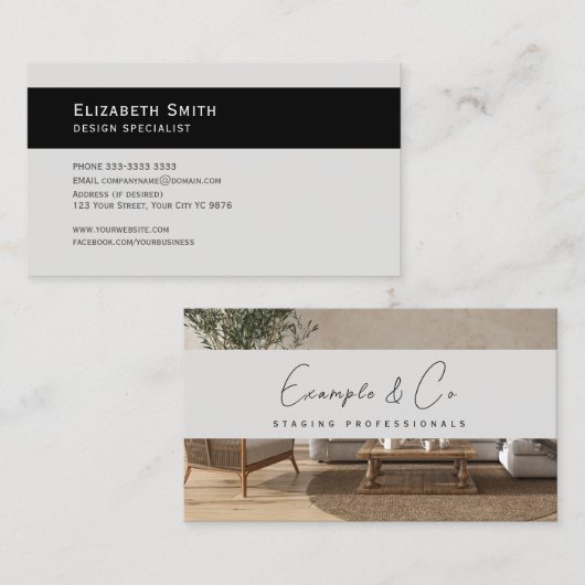 Visitekaartje, rustieke interieur enscenering visitekaartje (Voorkant / Achterkant)