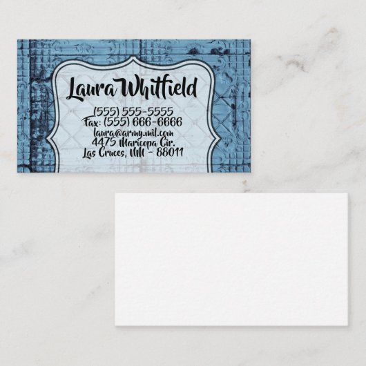 Visitekaartje rustieke Tin Paneel Plafondland West (Voorkant / Achterkant)