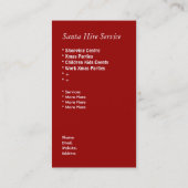 Visitekaartje Santa Hire Service Suit voor feesten (Achterkant)