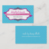 VISITEKAARTJE schattig stijlvol fuschia roze aqua  (Voorkant / Achterkant)