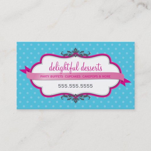 VISITEKAARTJE schattig stijlvol fuschia roze aqua  (Voorkant)