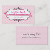 VISITEKAARTJE schattig stijlvol roze pastel bord b (Voorkant / Achterkant)