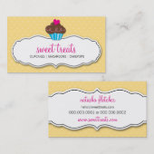 VISITEKAARTJE schattig vet cupcake boter geel roze (Voorkant / Achterkant)