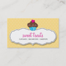 VISITEKAARTJE schattig vet cupcake boter geel roze