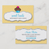 VISITEKAARTJE schattig vet cupcake citroengeel aqu (Voorkant / Achterkant)