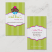 VISITEKAARTJE schattig vet cupcake lime groen roze (Voorkant / Achterkant)