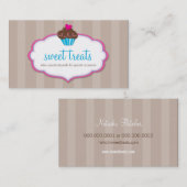 VISITEKAARTJE schattig vet cupcake mocha bruin roz (Voorkant / Achterkant)