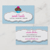 VISITEKAARTJE schattig vet cupcake pastel blauw ro (Voorkant / Achterkant)