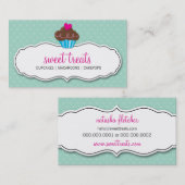 VISITEKAARTJE schattig vet cupcake pastel mint roz (Voorkant / Achterkant)