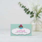 VISITEKAARTJE schattig vet cupcake pastel mint roz (Staand voorkant)