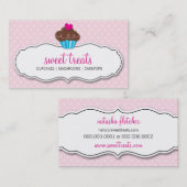 VISITEKAARTJE schattig vet cupcake pastel roze (Voorkant / Achterkant)