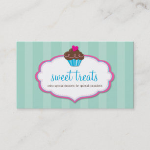 VISITEKAARTJE schattig vet cupcake roze mint groen