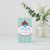 VISITEKAARTJE schattig vet cupcake roze mint groen (Staand voorkant)
