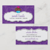 VISITEKAARTJE schattige bloei cupcake paarse (Voorkant / Achterkant)