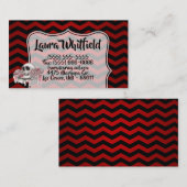 visitekaartje schedel Roos Gothic Chevron rood zwa (Voorkant / Achterkant)