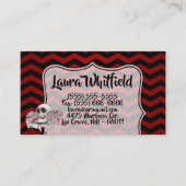 visitekaartje schedel Roos Gothic Chevron rood zwa (Voorkant)