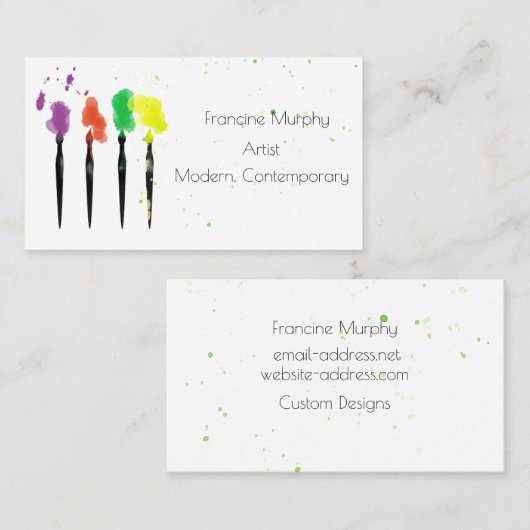 Visitekaartje schildpadden van kunstenaars (Voorkant / Achterkant)