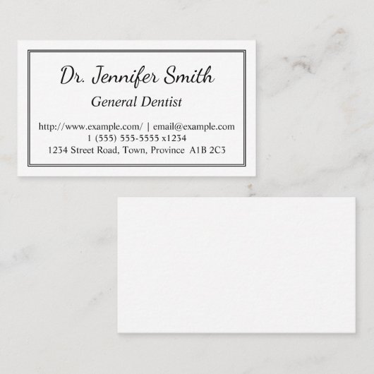 Visitekaartje Schone algemene verdoving (Voorkant / Achterkant)