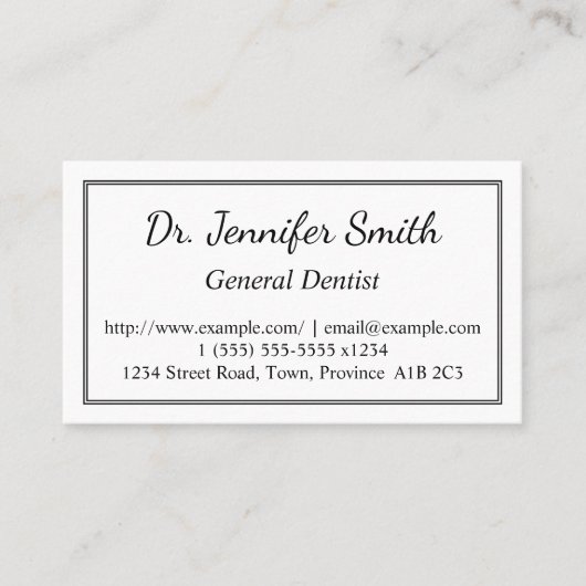 Visitekaartje Schone algemene verdoving (Voorkant)