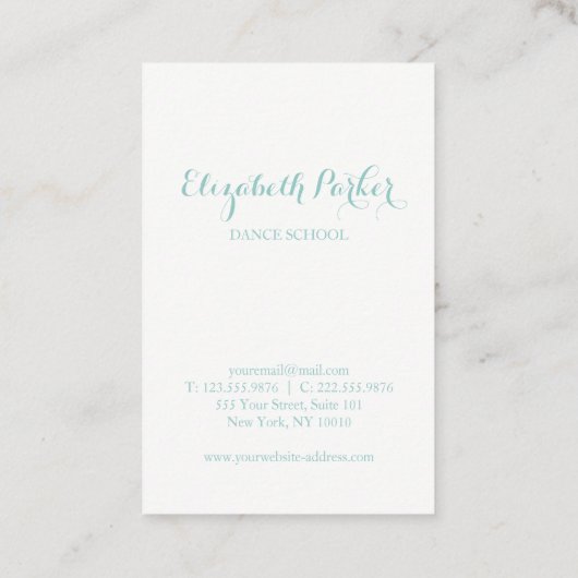 Visitekaartje schoolleraar dans (Achterkant)