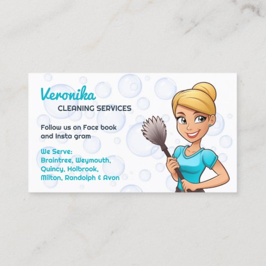 Visitekaartje schoonmaakdiensten voor dienstmeisje (Achterkant)