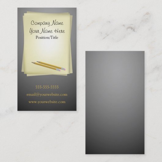 Visitekaartje schrijver (Voorkant / Achterkant)