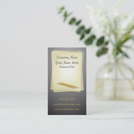 Visitekaartje schrijver (Staand voorkant)