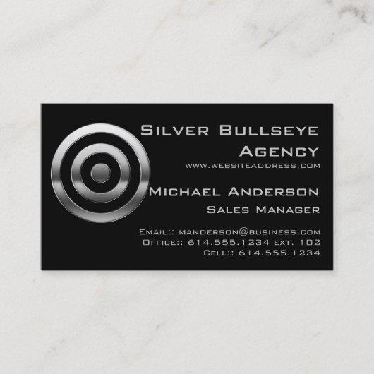 visitekaartje : Silver Metal Bullseye Target (Voorkant)
