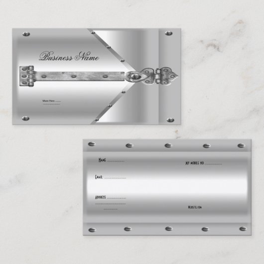 Visitekaartje Silver Metal Lock Hinge (Voorkant / Achterkant)
