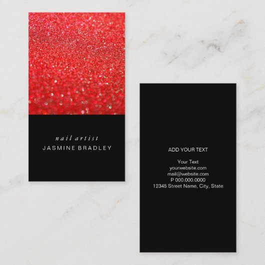 visitekaartje - Simplistic Glitter Red (Voorkant / Achterkant)