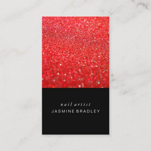 visitekaartje - Simplistic Glitter Red (Voorkant)