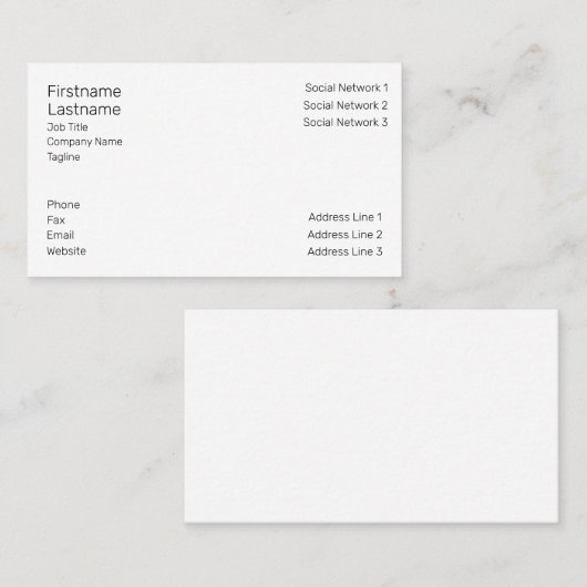 Amerikaans, 8,9 x 5,1 cm Visitekaartje (Voorkant / Achterkant)