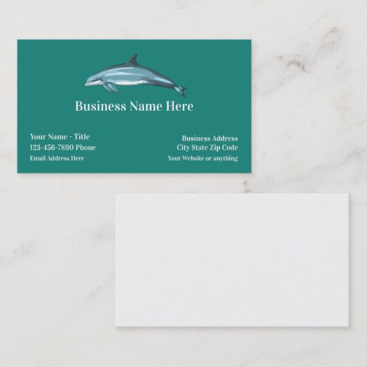 Visitekaartje Sjabloon dolfijn Logo (Voorkant / Achterkant)