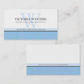 VISITEKAARTJE Smart Modern Monogram bord Blauw (Voorkant / Achterkant)