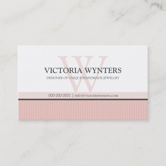 VISITEKAARTJE Smart Modern Monogram bord Roze (Voorkant)