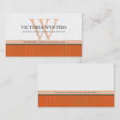 VISITEKAARTJE smart modern monogram sinaasappel (Voorkant / Achterkant)