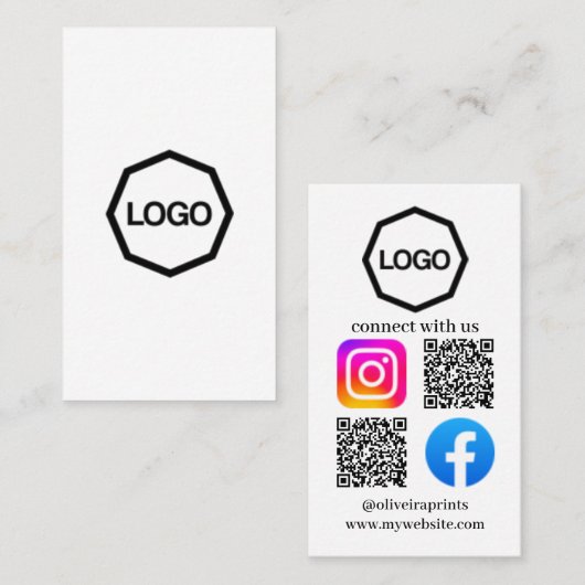 Visitekaartje Sociale media QR-code (Voorkant / Achterkant)